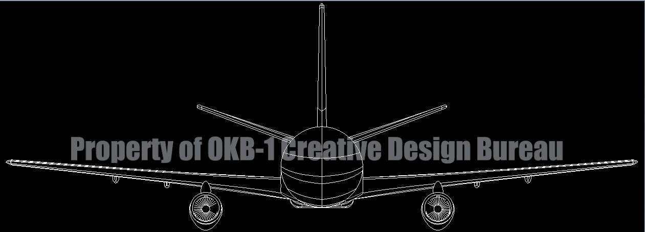 Dassault Mercure 100 — 2D CAD Front View re-made in 2025