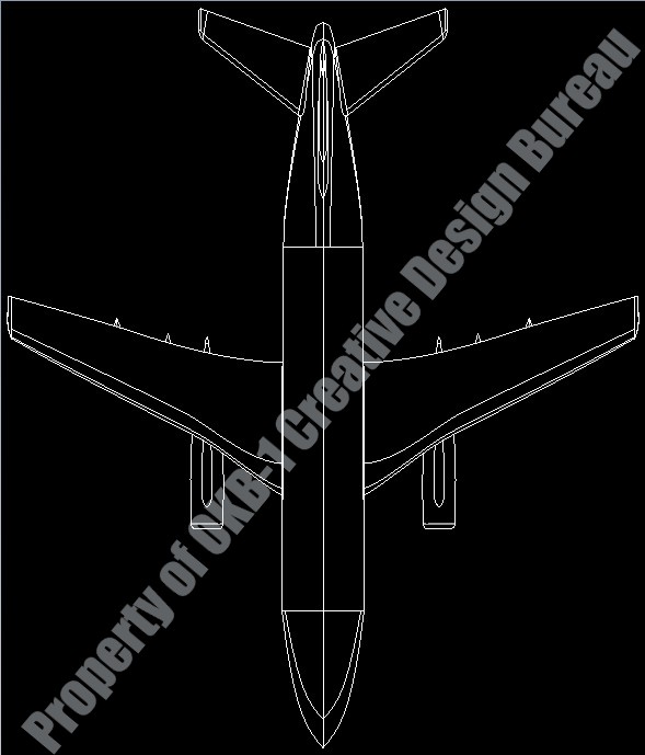 Dassault Mercure 100 — 2D CAD Top View re-made in 2025